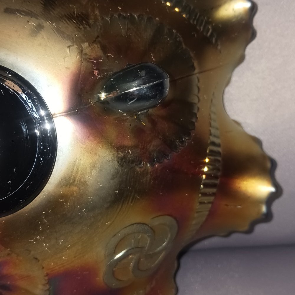 Vintage Northwood Carnival Glass 3 Footed Ruffle Edge Bowl - Picture 7 of 10